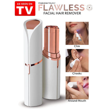 Flawless Usb Rechargeable Painless Facial Hair Remover Shaver (White And Gold) - Karout Online