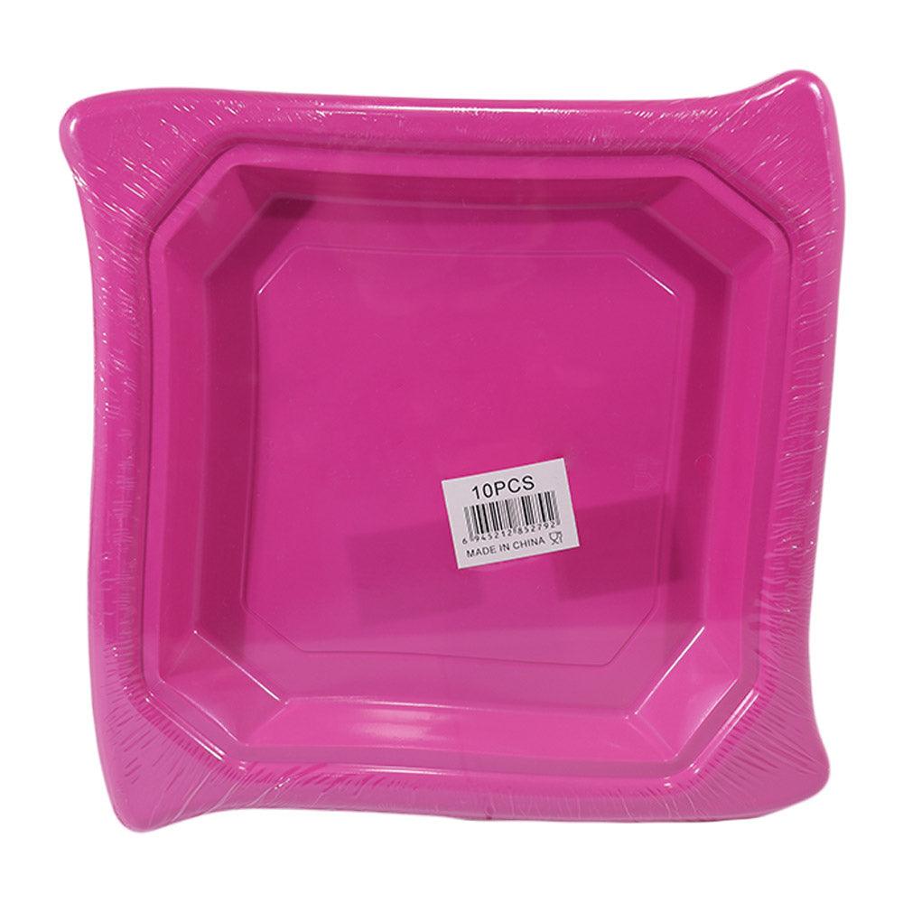 Colored Plastic Squared Plate (10 Pcs)/ 34393-1/H-909 / 852792 - Karout Online -Karout Online Shopping In lebanon - Karout Express Delivery 
