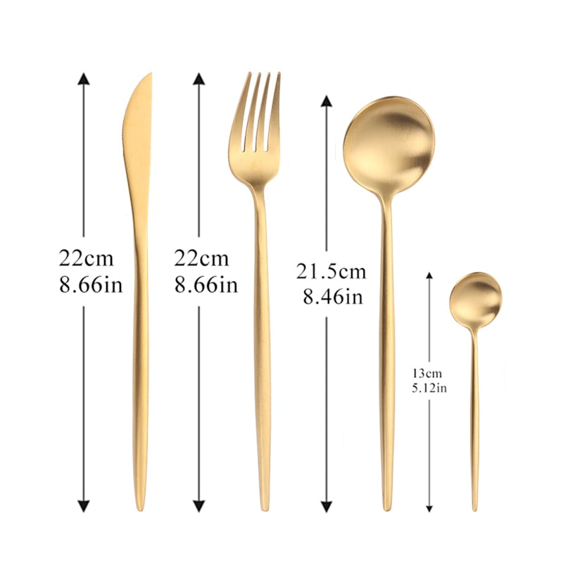 **(NET)**Gold Cutlery Set Of 4 pcs Stainless Steel / 8007150102440