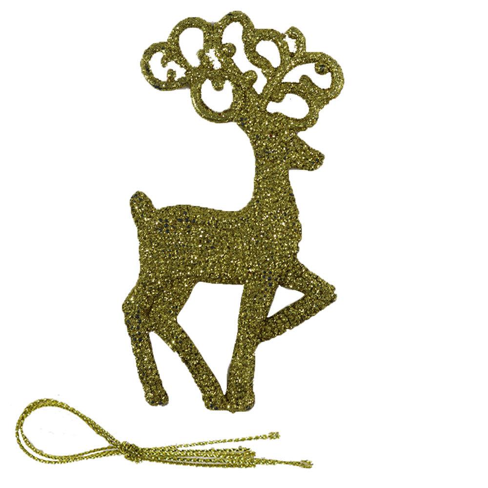 Christmas Glitter Walking Deer Tree Decoration (2 Pcs) - Karout Online -Karout Online Shopping In lebanon - Karout Express Delivery 