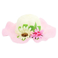 Straw Flower Designed Wide Brim Women Hat.