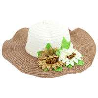 Straw Flower Designed Wide Brim Women Hat.