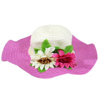 Straw Flower Designed Wide Brim Women Hat - Karout Online -Karout Online Shopping In lebanon - Karout Express Delivery 