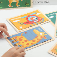 Wooden Puzzle Pattern Block Classification and Stacking Toys