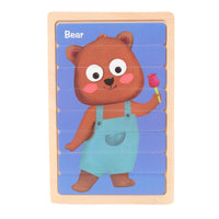 Wooden Puzzle Pattern Block Classification and Stacking Toys