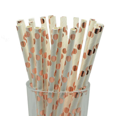 Paper Straws Eco Friendly Straws Rose Gold 100Pcs