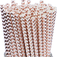 Paper Straws Eco Friendly Straws Rose Gold 100Pcs
