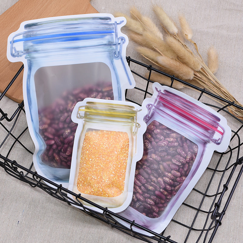 Food Storage Bags Mason Jar Bottles Bags Reusable Plastic Mason