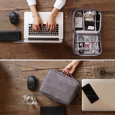 **(NET)**Travel Cable Bag Portable Digital USB Gadget Organizer Charger Wires Cosmetic Zipper Storage Pouch Kit Case