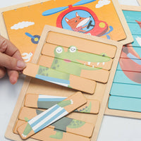 Wooden Puzzle Pattern Block Classification and Stacking Toys