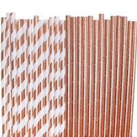 Paper Straws Eco Friendly Straws Rose Gold 100Pcs