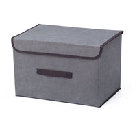 (NET) Cotton Linen Small Storage Box With Cap Clothes Socks Toys Organizer