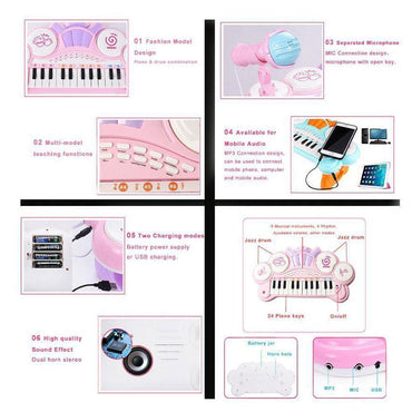 24 Key Kids Electronic Keyboard Piano Organ Instrument with Microphone.