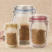Reusable Plastic Mason Jar Zipper Bags Ziplock Home Saver Storage 10  Bags