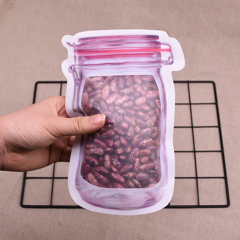 Reusable Plastic Mason Jar Zipper Bags Ziplock Home Saver Storage 10 B