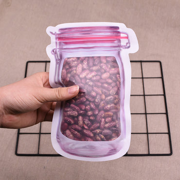 Reusable Plastic Mason Jar Zipper Bags Ziplock Home Saver Storage 10  Bags
