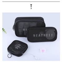 **(NET)**New Style Travel Cosmetic Bag Portable Mesh Storage Bag Wash Storage Bag Bathroom Organizer Set