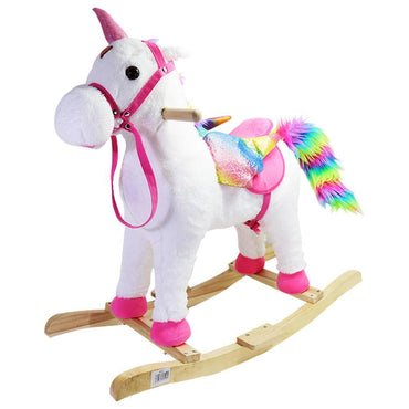 Plush Kids Rocking Unicorn -Ride On With Realistic Sounds And Tail - Karout Online