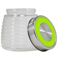 Round Glass Jar With Stainless Cover / J-55 Th813Y Green Home & Kitchen
