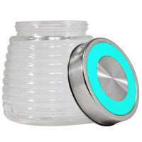 Round Glass Jar With Stainless Cover / J-55 Th813Y Light Blue Home & Kitchen
