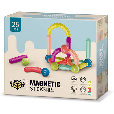 (Net) Magnetic Sticks Toy Set 25 Pcs