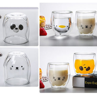 **NET**Double Glass Cup Creative Cartoon Design Cup / 9961409446015