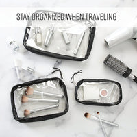 **(NET)** 3 Piece Black Clear Travel Organizer Bags