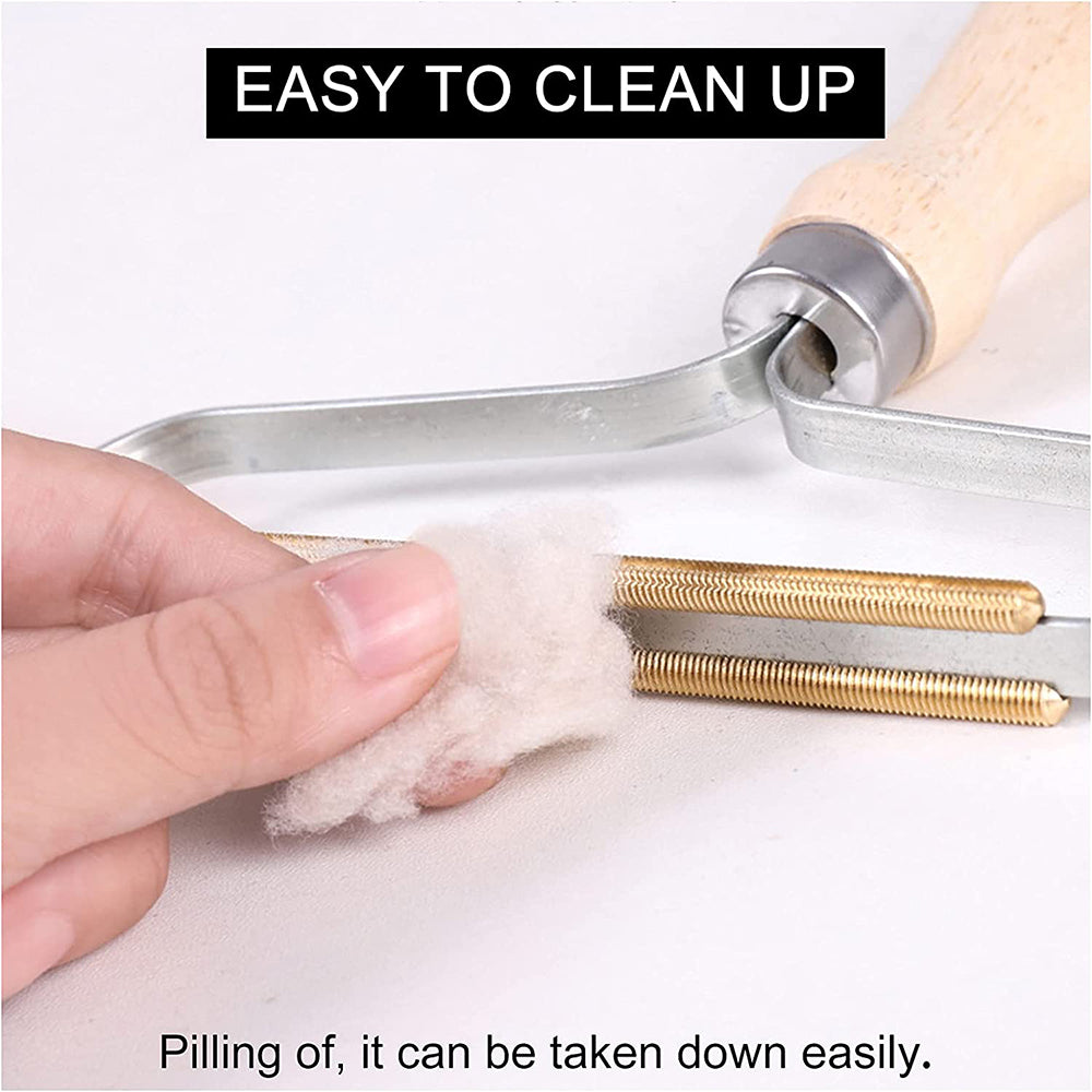 Portable Metal Lint Remover Roller Shaver For Pet Hair ,Carpet, Scraper with Wooden Handle / 6952636852116