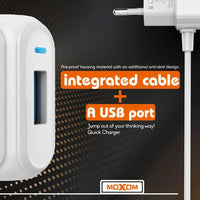 Shop Online MOXOM KH-66 CHARGER Built-in Cable with USB Fast Charging Port 2.4A High Quality MOXOM KH-66 CHARGER - Karout Online Shopping In lebanon