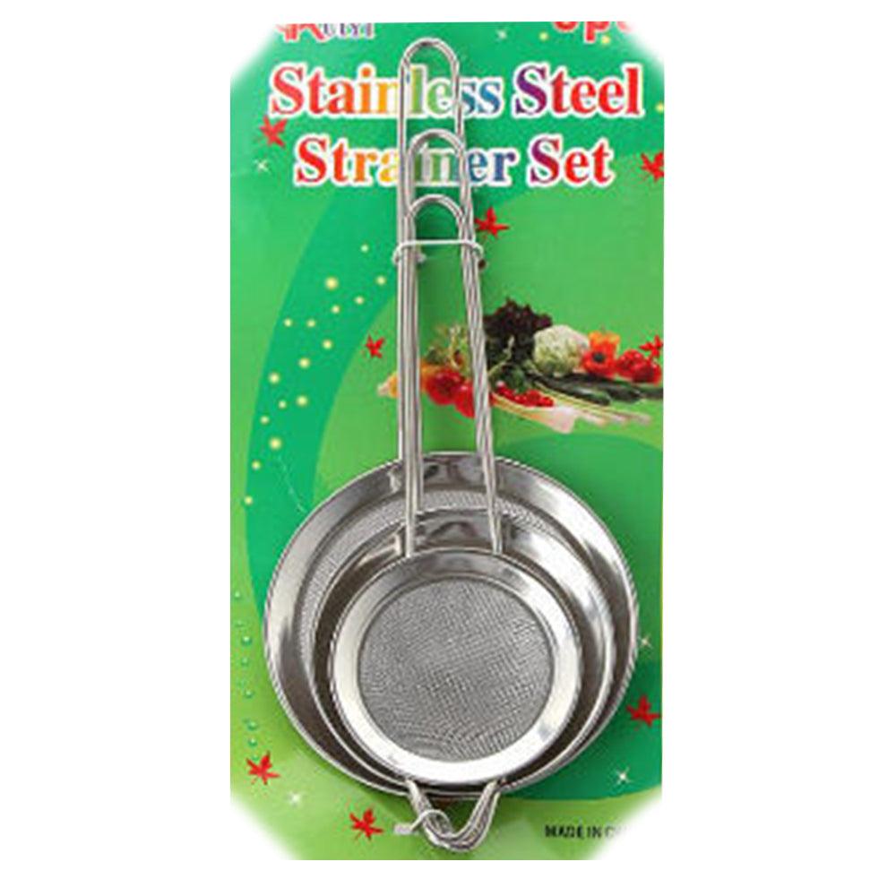 Kitchen Stainless Steel Wire Mesh Strainer Set (3 Pcs) - Karout Online -Karout Online Shopping In lebanon - Karout Express Delivery 