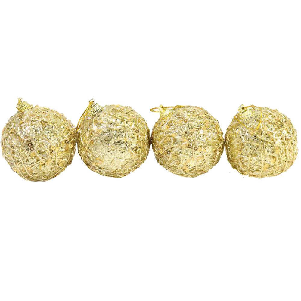 Christmas Gold Balls Tree Decoration Set (4 Pcs) / 0429 - Karout Online -Karout Online Shopping In lebanon - Karout Express Delivery 