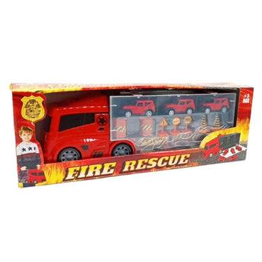 King Toys Fire Truck Transporter Set - Karout Online -Karout Online Shopping In lebanon - Karout Express Delivery 