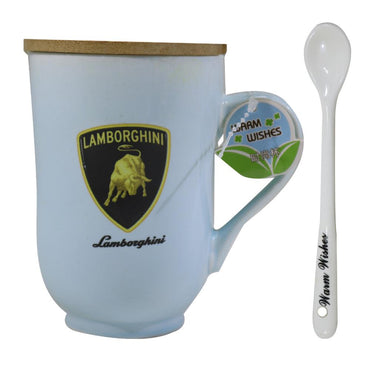 Mug with Wooden Lid And Spoon / I-207 - Karout Online -Karout Online Shopping In lebanon - Karout Express Delivery 