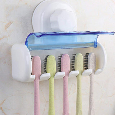 Toothbrush Holder with Magic Annularity Suction Cup Easily Wall Mounted 5 Toothbrush Storage Set - Karout Online