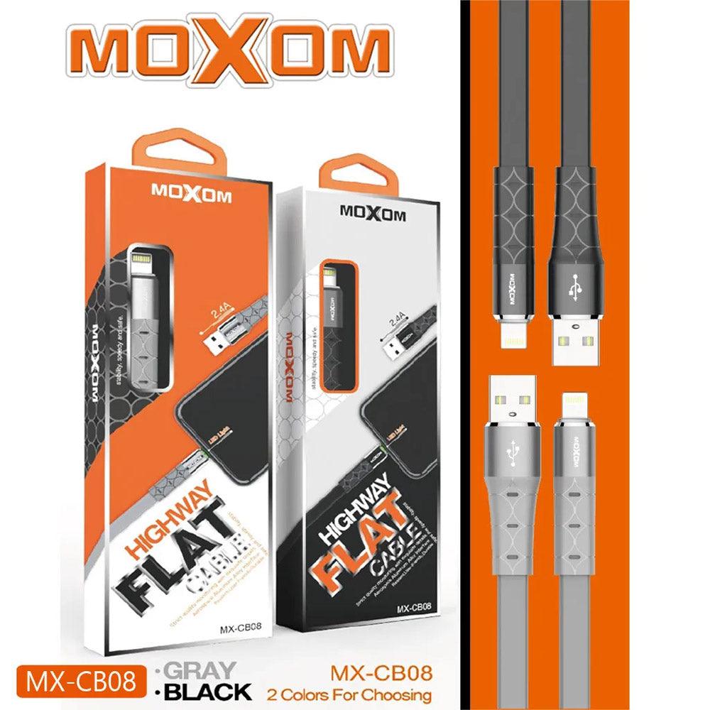 Shop Online MOXOM MX-CB08 Data/Charging Interface Flat Cable with Unique Lighting Support MOXOM MX-CB08 High Speed Transfer - Karout Online Shopping In lebanon