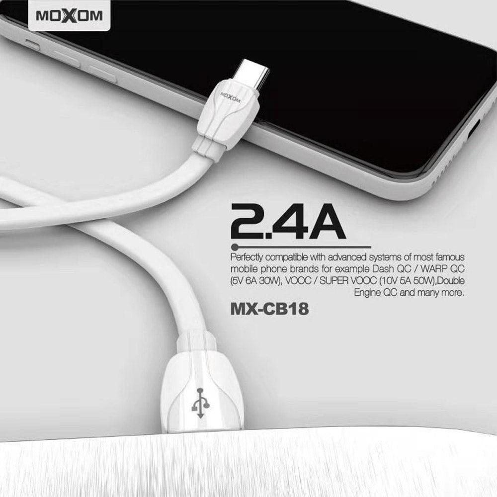 Shop Online MOXOM MX-CB20 MOXOM MX-CB20 FAST DATA CABLE, High Quality, 2.4A Fast Charging - Karout Online Shopping In lebanon
