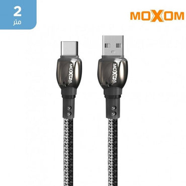 Shop Online MOXOM MX-CB42 Zinc Header (2M) QC3.0 QC4.0 Fast Charging/Data Connector Zinc Header Cloth Wire Fast Data Transfer MOXOM MX-CB42 Type-C & Lightning - Karout Online Shopping In lebanon