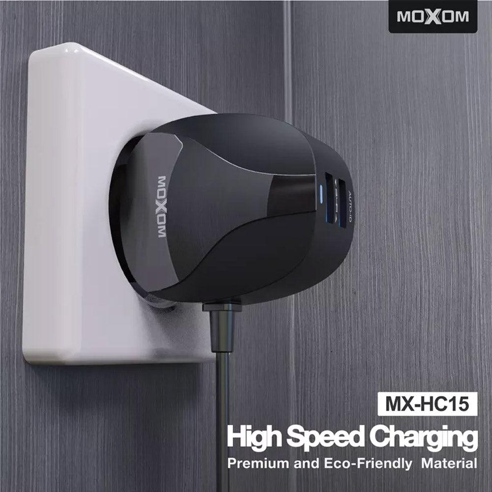 Shop Online MOXOM Fast Wire Wall Charger 2 USB Charger Europe Plug 2.4A Home Charger Travel Partner - Karout Online Shopping In lebanon