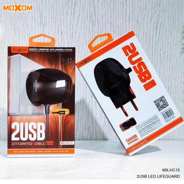 Shop Online MOXOM Fast Wire Wall Charger 2 USB Charger Europe Plug 2.4A Home Charger Travel Partner - Karout Online Shopping In lebanon