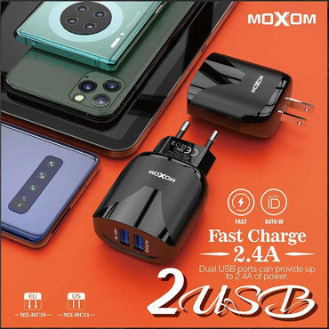 Moxom MX-HC30 Charging Connector Moxom MX-HC30 Power Bank Dual Fast Charging Port 2.4A With Moxom MX-HC30 Charging Connector