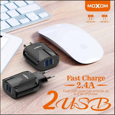 Moxom MX-HC30 Charging Connector Moxom MX-HC30 Power Bank Dual Fast Charging Port 2.4A With Moxom MX-HC30 Charging Connector