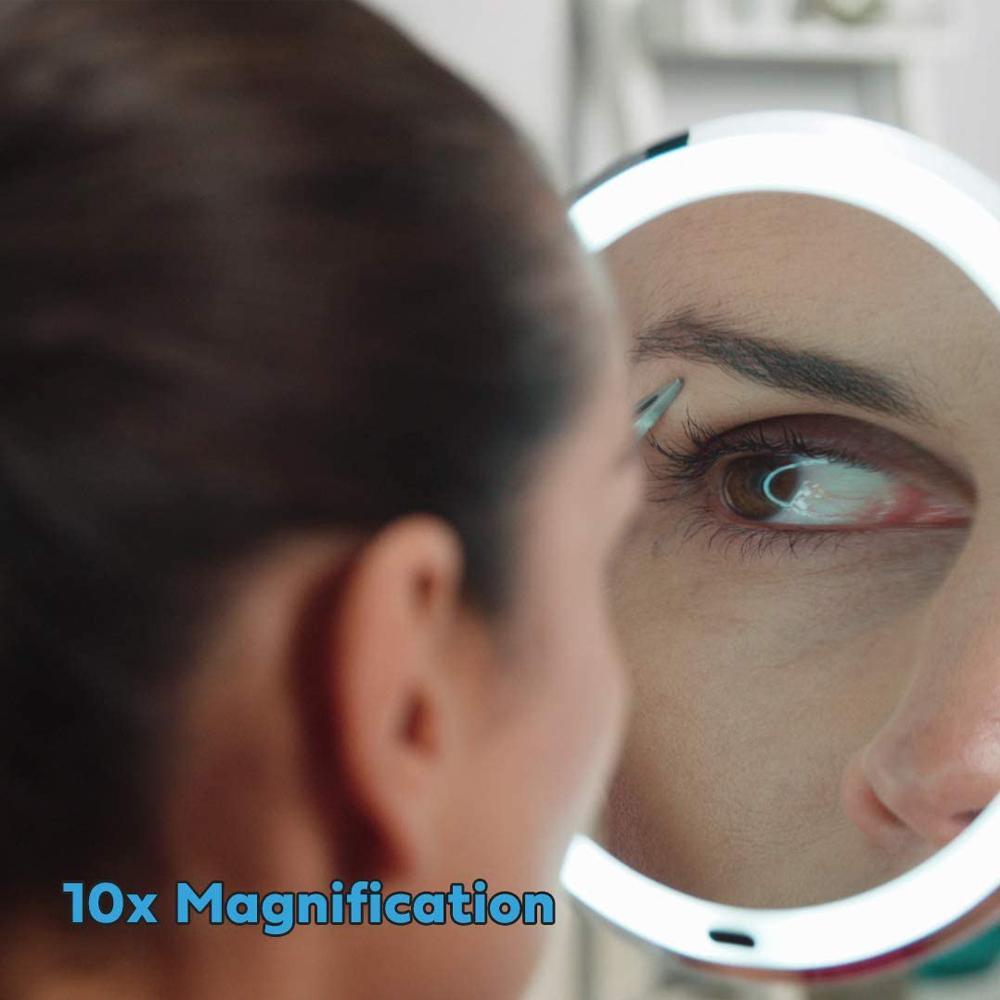 10X Magnifying Mirror with Lights, Flexible Mirror as seen on TV, Powerful  Suction Cup, 360 Swivel