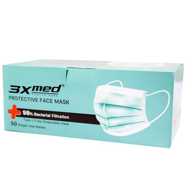 3Xmed Protective Mask Green 3 Ply 50 PCS - Karout Online -Karout Online Shopping In lebanon - Karout Express Delivery 