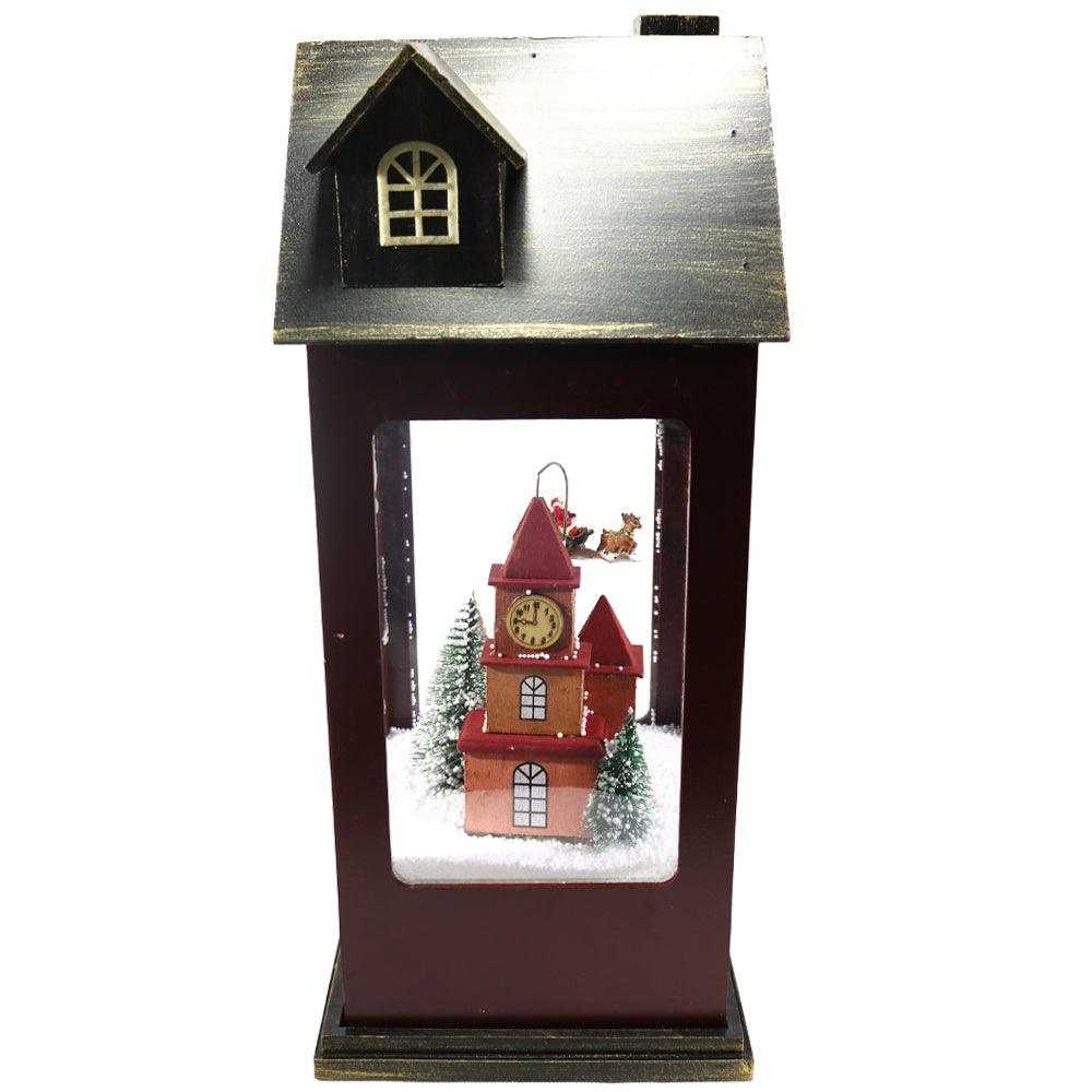 Christmas Wood Light Up Snow House with Music - Karout Online -Karout Online Shopping In lebanon - Karout Express Delivery 