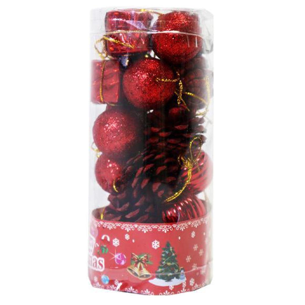Christmas 3 cm Mix Balls Gifts and Pine Set (24 pcs in a pack) / 6855 - Karout Online -Karout Online Shopping In lebanon - Karout Express Delivery 