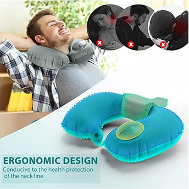 Travel Back Cushion Pillow Inflatable & Foldable / RH38 - Karout Online -Karout Online Shopping In lebanon - Karout Express Delivery 