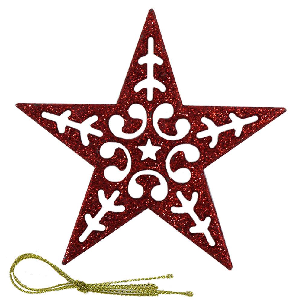 Christmas Glitter Star Tree Decoration (2 Pcs) - Karout Online -Karout Online Shopping In lebanon - Karout Express Delivery 