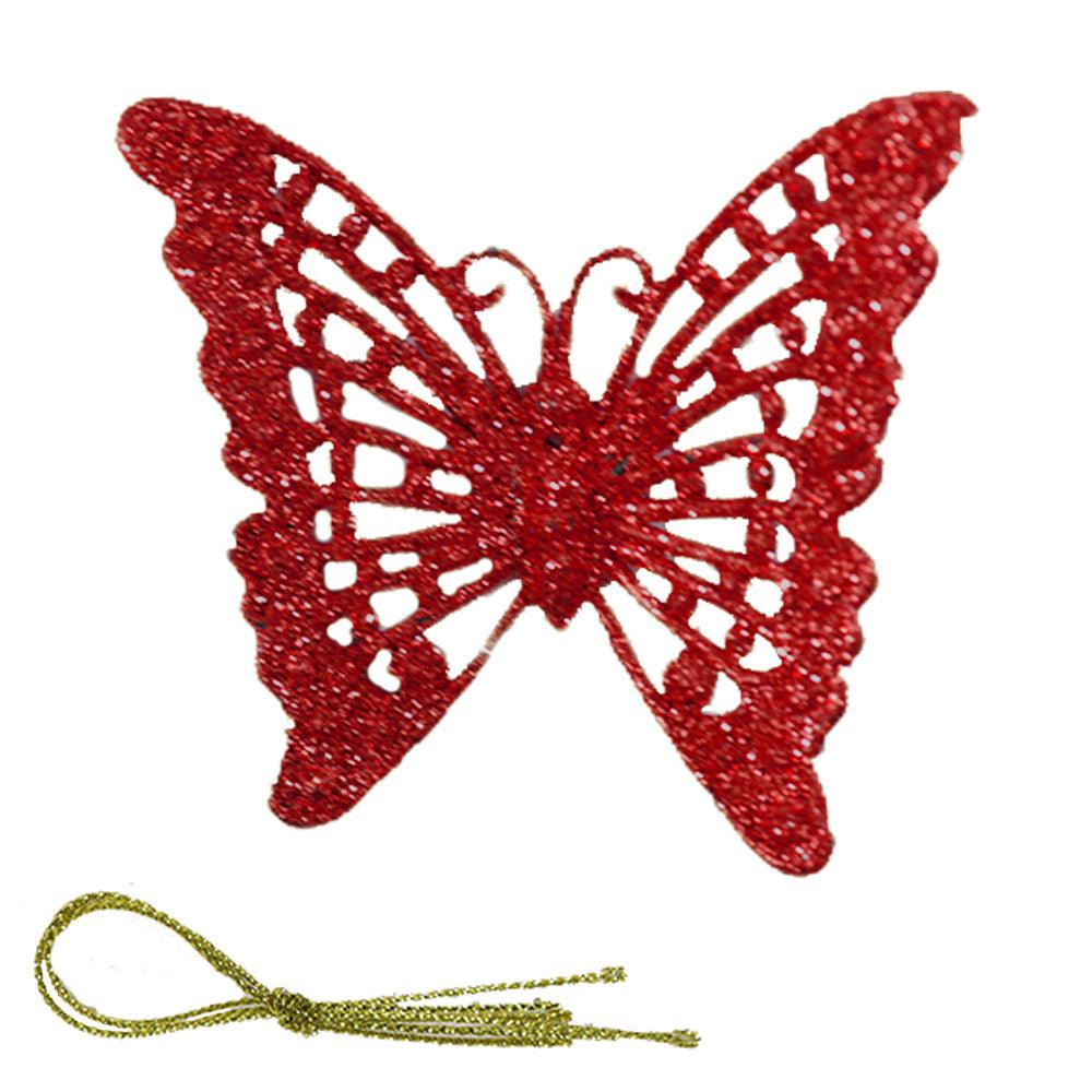 Christmas Glitter Butterfly Tree Decoration (2 Pcs) - Karout Online -Karout Online Shopping In lebanon - Karout Express Delivery 