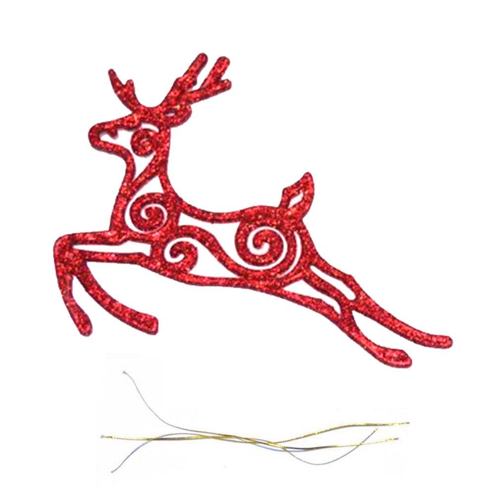Christmas Glitter Deer Tree Decoration (2 Pcs) - Karout Online -Karout Online Shopping In lebanon - Karout Express Delivery 