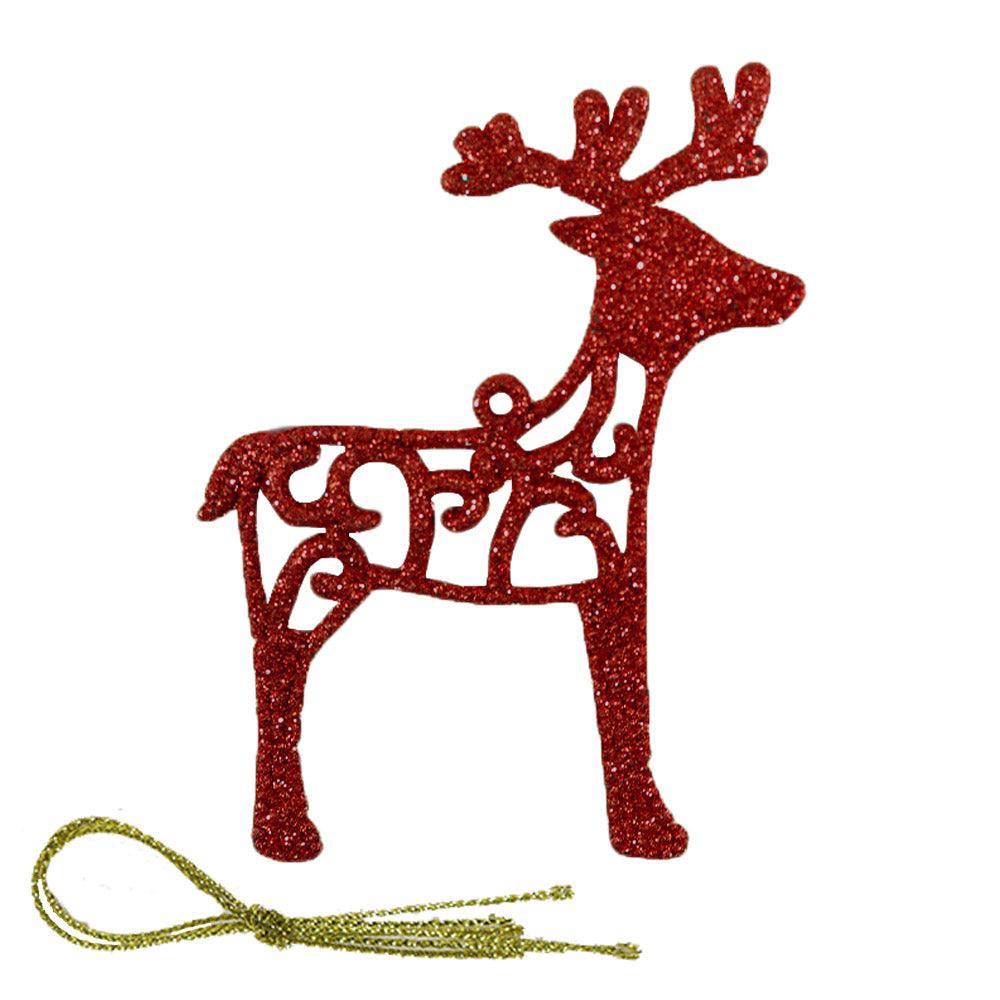 Christmas Glitter Standing Deer Tree Decoration (2 Pcs) - Karout Online -Karout Online Shopping In lebanon - Karout Express Delivery 